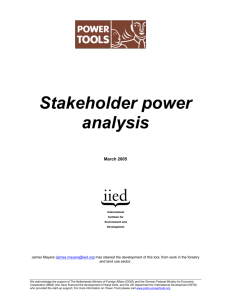 Stakeholder power analysis - Power Tools: for policy influence in