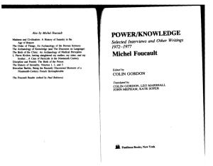 POWER/KNOWLEDGE Michel Foucault