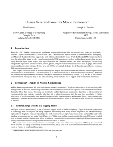 Human Generated Power for Mobile Electronics