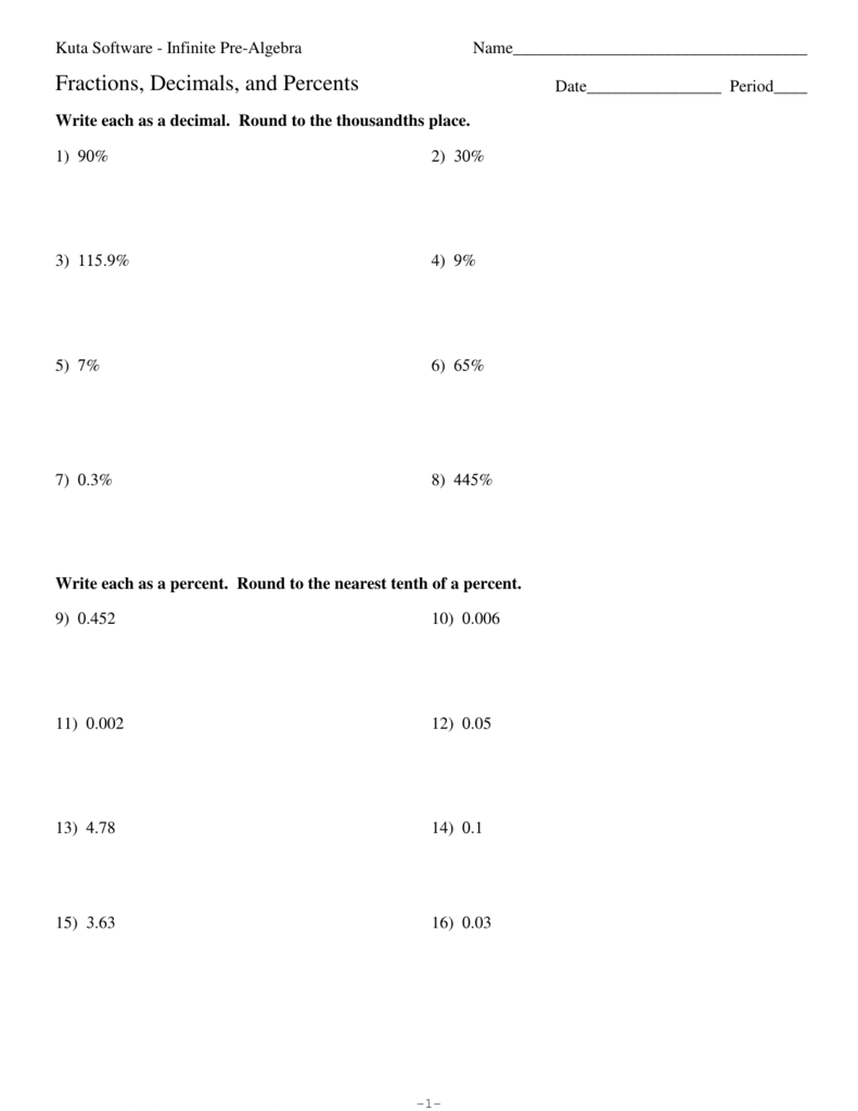 homework 2 fractions decimals and percents