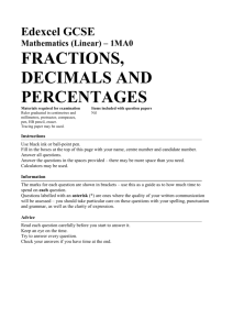 Fractions, decimals and percentages