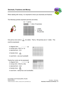 Decimals, Fractions and Money