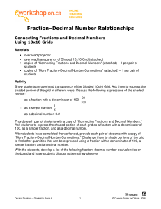 Fraction–Decimal Number Relationships