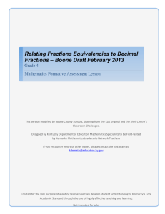 Relating Fractions Equivalencies to Decimal Fractions