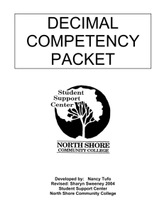 decimal competency packet - North Shore Community College
