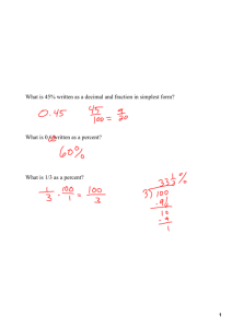 What is 45% written as a decimal and fraction in simplest form