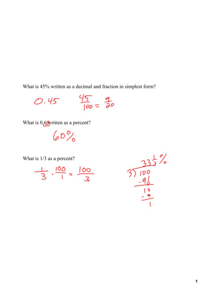 What Is 45 Written As A Decimal And Fraction In Simplest Form