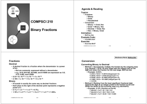 COMPSCI 210 Binary Fractions