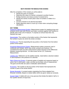 1 MATH REVIEW FOR MEDICATION DOSING After the completion