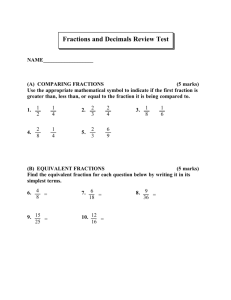 Fractions and Decimals Review Test