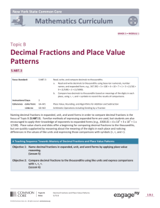 Topic B Decimal Fractions and Place Value Patterns