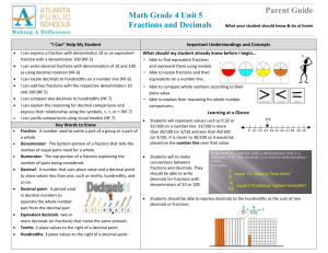 Math Grade 4 Unit 5 Fractions and Decimals Parent Guide