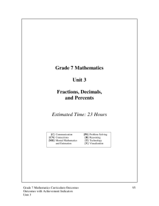 Grade 7 Mathematics Unit 3 Fractions, Decimals, and Percents