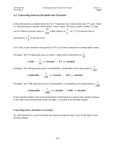 4.2 Converting between Decimals and Fractions