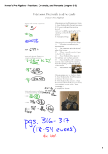 Honor`s Pre-Algebra - Fractions, Decimals, and Percents (chapter 6-5)