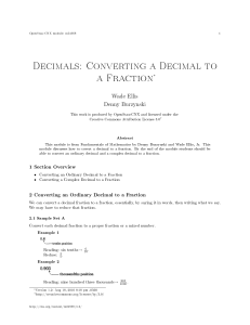 Decimals: Converting a Decimal to a Fraction∗
