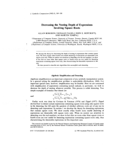 Decreasing the Nesting Depth of Expressions Involving Square Roots