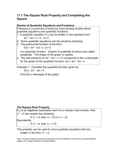 11.1 The Square Root Property and Completing the Square