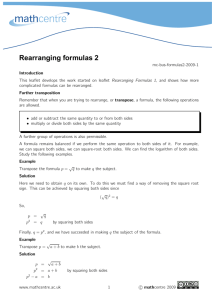 Rearranging formulas 2