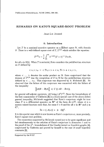 REMARKS ON KATO`S SQUARE-ROOT PROBLEM JEAN