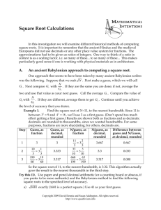 Square Root Calculations
