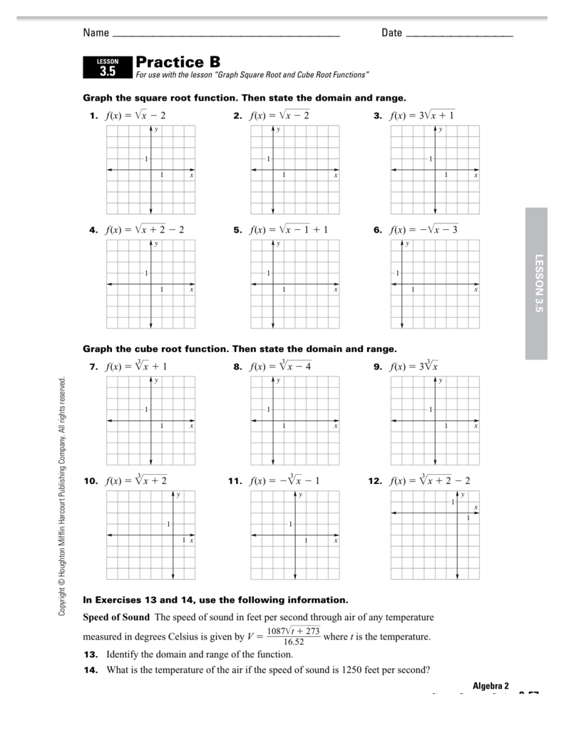 graphing square root functions practice and problem solving a/b