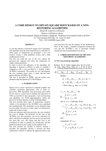 A CORE DESIGN TO OBTAIN SQUARE ROOT BASED ON A NON