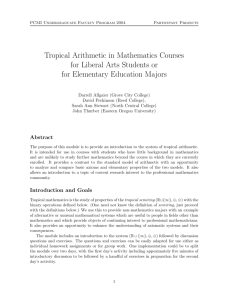 Tropical Arithmetic in Mathematics Courses for Liberal Arts Students