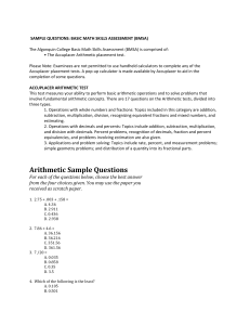 Arithmetic Sample Questions