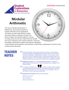 TEACHER NOTES Modular Arithmetic