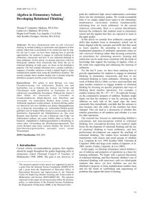 Algebra in Elementary School: Developing Relational Thinking1