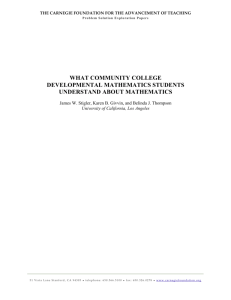 What Community College Developmental Mathematics Students