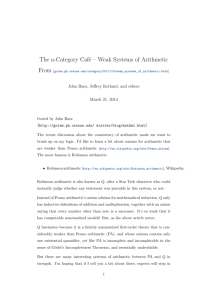 The n-Category Café – Weak Systems of Arithmetic