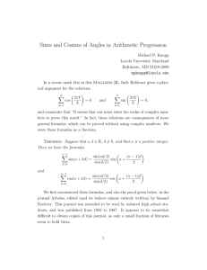 Sines and Cosines of Angles in Arithmetic Progression