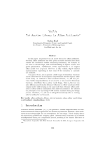 Stefan Kiel, YalAA: Yet Another Library for Affine Arithmetic, pp. 114