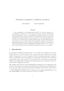 Arithmetic complexity in algebraic extensions - IAS