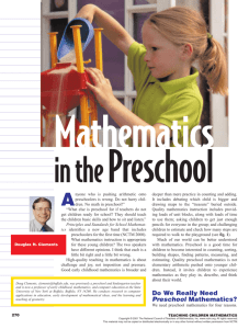 Mathematics in the Preschool