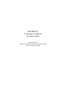 ARITHMETIC: A Textbook for Math 01 3rd edition (2012)
