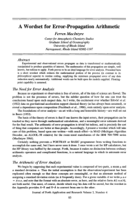 A Wordset for Error-Propagation Arithmetic