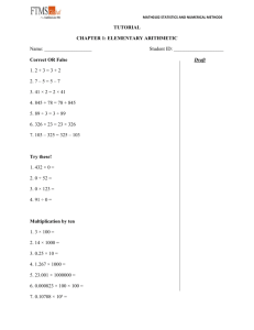 TUTORIAL CHAPTER 1: ELEMENTARY ARITHMETIC Name