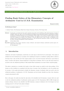 Finding Rank Orders of the Elementary Concepts of Arithmetic Used