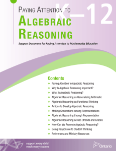 Paying Attention to Algebraic Reasoning, K to 12