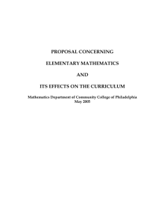 proposal concerning elementary mathematics and its effects