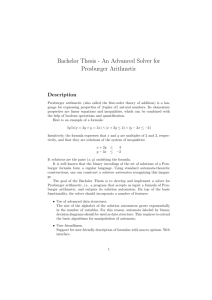 Bachelor Thesis - An Advanced Solver for Presburger Arithmetic