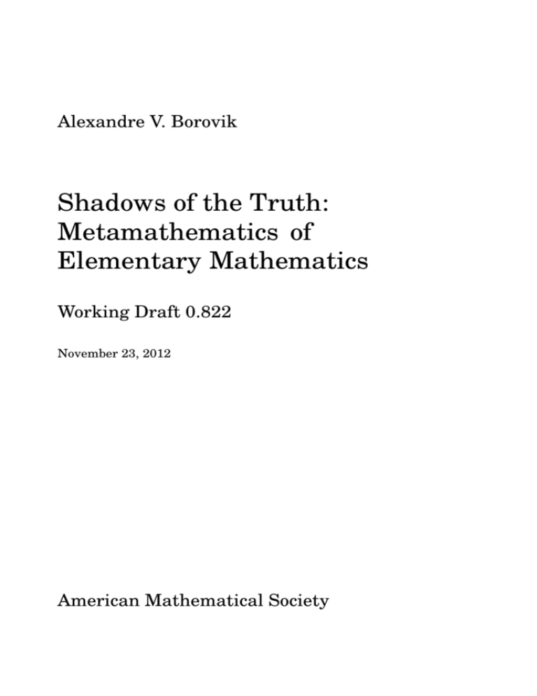 Shadows Of The Truth Metamathematics Of Elementary Mathematics - taimina 4th theme song roblox