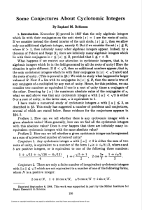 Some Conjectures About Cyclotomic Integers