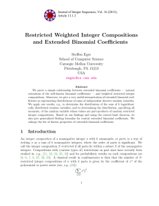 Restricted Weighted Integer Compositions and Extended Binomial
