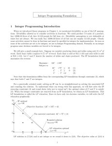 Integer Programming Formulation 1 Integer Programming Introduction