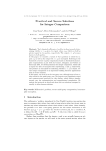 Practical and Secure Solutions for Integer Comparison