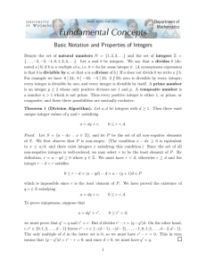 Basic Notation and Properties of Integers